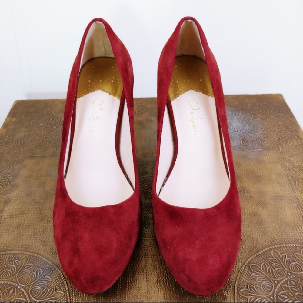 Cole Haan Ambrose Wine Suede Snake Skin Heels - Picture 4 of 8